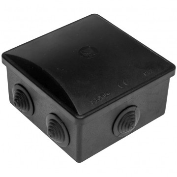 Puszka instalacyjna natynkowa typu KLIK 85x85x40mm IP44 czarna kwadrat z dławikami PAWBOL