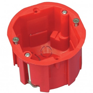 Puszka instalacyjna podtynkowa do nidy fi:60x60mm z wkrętami, bezhalogenowa, głęboka czerwona PAWBOL