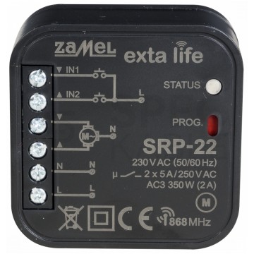 Radiowy sterownik rolet dopuszkowy dwukierunkowy SRP-22 ZAMEL EXTA LIFE