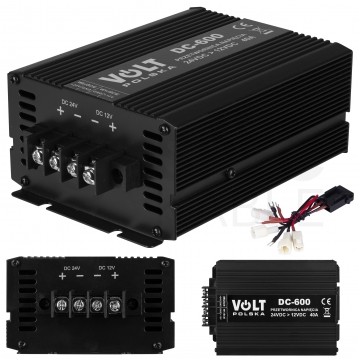 Reduktor Przetwornica napięcia stałego DC 24V / 12V max. 600W 40A bezzakłóceniowa VOLT DC-600