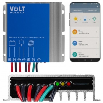 Regulator solarny Kontroler ładowania MPPT 10A 12V LED BLUETOOTH VOLT