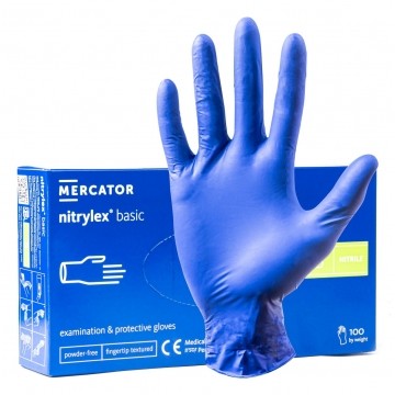 Rękawice robocze, ochronne nitrylowe rozmiar S niebieski 100szt Nitrylex Basic Mercator