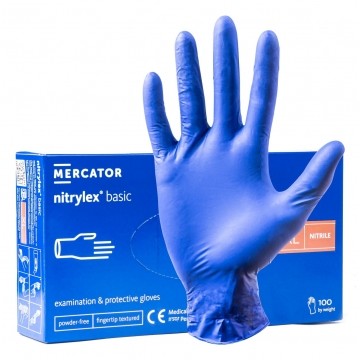 Rękawice robocze, ochronne nitrylowe rozmiar XL niebieski 100szt Nitrylex Basic Mercator