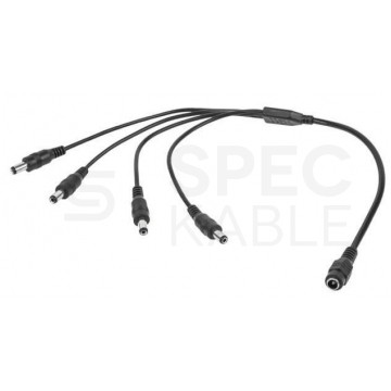 Rozgałęźnik zasilając do prądu stałego DC 1x gniazdo DC 2,1/5,5mm / 4x wtyk DC 2,1/5,5mm na kablu 25cm