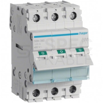 Rozłącznik izolacyjny 100A 3-biegunowy 3P (400V AC) 3-modułowy HAGER