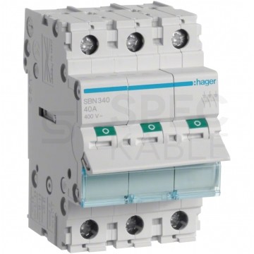 Rozłącznik izolacyjny 40A 3-biegunowy 3P (400V AC) 3-modułowy HAGER