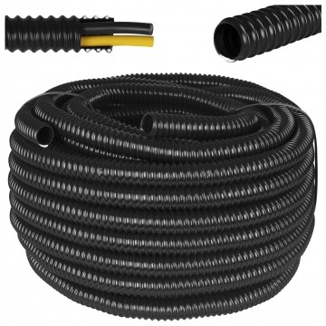 Rura karbowana elektroinstalacyjna GUS (RSF) 40mm wzmocniona spiralą giętka samogasnąca peszel elastyczny 320N PVC UV czarna 30m Elpromet
