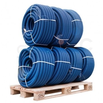 Rura karbowana elektroinstalacyjna RODK DVR 50/40mm dwuwarstwowa do ziemi peszel z pilotem AROT 450N HDPE niebieska Komplet 7x 50m