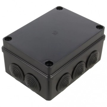Skrzynka hermetyczna IP65 Puszka instalacyjna 150x110x75mm bezhalogenowa czarna z dławikami PG21 S-BOX 306c
