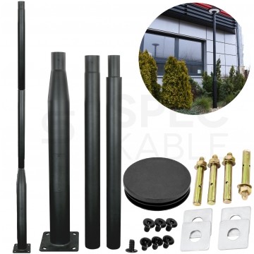 Słup oświetleniowy składany, maszt do kamer fi: 60mm 3m podstawa 160x160mm czarny BEMKO