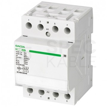 Stycznik modułowy 40A 4NO cewka 230V instalacyjny 4-biegunowy 3-modułowy GACIA