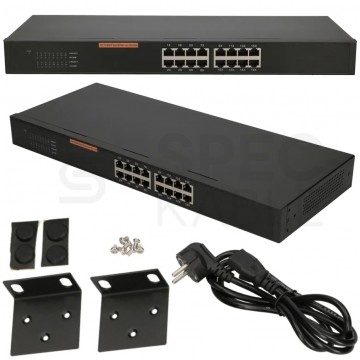 Switch 19" RACK 16x port RJ45 (Fast Ethernet 100Mb/s) przełącznik niezarządzalny Extralink HEXON