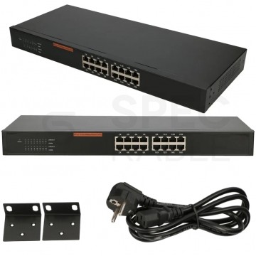Switch 19" RACK 16x port RJ45 (Gigabit Ethernet 1000Mb/s) przełącznik niezarządzalny Extralink EVAN