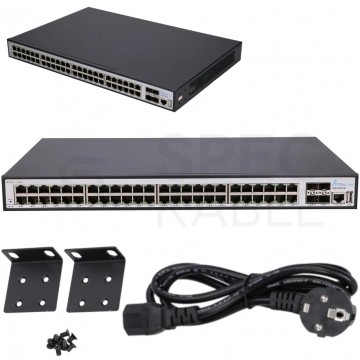 Switch 19" RACK 48x port RJ45 (Gigabit Ethernet 1000Mb/s) + 4x port SFP+ (Uplink 10Gb/s) przełącznik zarządzalny L3 Extralink Nemezis