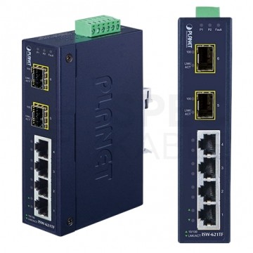 Switch 4x 10/100Base-TX + 2x 100Base-FX SFP z szeroką temperaturą pracy (-40 - +75 C) ISW-621TF PLANET