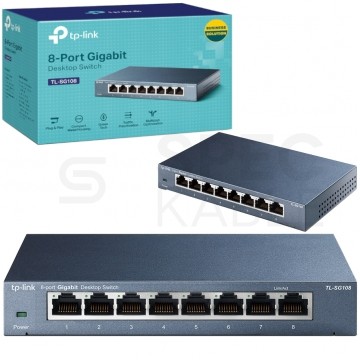 Switch Desktop 8x port RJ45 (Gigabit Ethernet 1000Mb/s) przełącznik niezarządzalny TP-Link TL-SG108