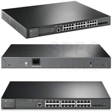 Switch PoE 19" RACK 24x port RJ45 (PoE+ Gigabit Ethernet 1000Mb/s) + 4x port SFP+ (10Gb/s) przełącznik zarządzalny L2+ TP-Link TL-SG3428XMP