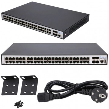 Switch PoE 19" RACK 48x port RJ45 (PoE+ Gigabit Ethernet 1000Mb/s) + 4x port SFP+ (Uplink 10Gb/s) przełącznik zarządzalny L3 Extralink Nemezis PRO