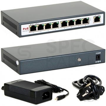 Switch PoE Desktop 9x port RJ45 (Fast Ethernet 100Mb/s, w tym 4x PoE + 1x Uplink) przełącznik niezarządzalny 8level FEPS-1904