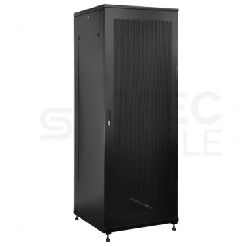 Szafa serwerowa 42U 600x1000, drzwi przednie stalowe perforowane, drzwi tylne stalowe perforowane, zamek, 4 belki nośne, 4 regulowane stopki, do samodzielnego montażu, kolor czarny Q-LANTEC