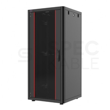 Szafa stojąca RACK 19" 22U 600x600mm drzwi szklane czarna MIRSAN