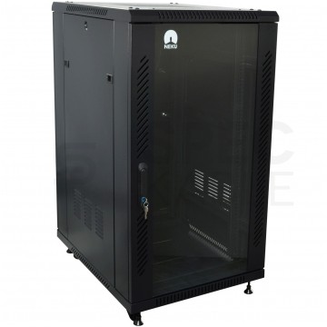 Szafa stojąca RACK 19" 22U 600x600mm drzwi szklane czarna NEKU BOX