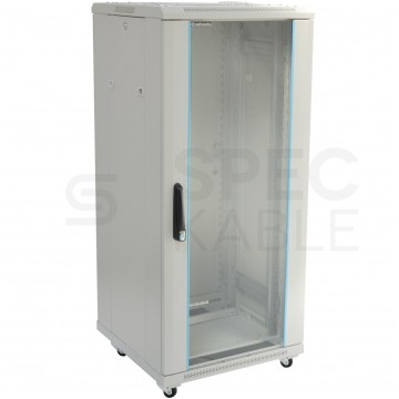 Szafa stojąca RACK 19" 22U 600x600mm drzwi szklane szara TOTEN G7