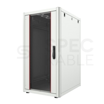 Szafa stojąca RACK 19" 27U 600x600mm drzwi szklane szara MIRSAN