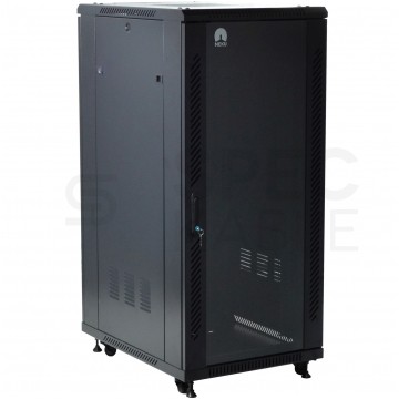Szafa stojąca RACK 19" 27U 600x800mm drzwi szklane czarna NEKU BOX