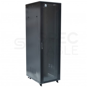 Szafa stojąca RACK 19" 42U 600x1000mm drzwi szklane czarna NEKU BOX