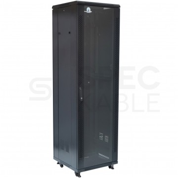 Szafa stojąca RACK 19" 42U 600x600mm drzwi szklane czarna NEKU BOX