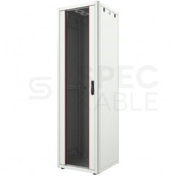 Szafa stojąca RACK 19" 42U 600x600mm drzwi szklane szara MIRSAN