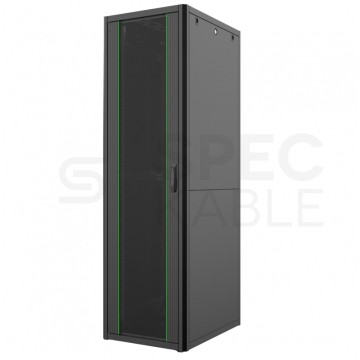 Szafa stojąca RACK 19" 42U 600x800mm drzwi szklane czarna MIRSAN