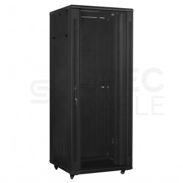 Szafa stojąca RACK 19" 42U 800x800mm drzwi szklane czarna + 2x organizator pionowy