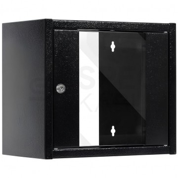 Szafa wisząca RACK 10" 6U 300mm drzwi szklane czarna NETRACK S-Line