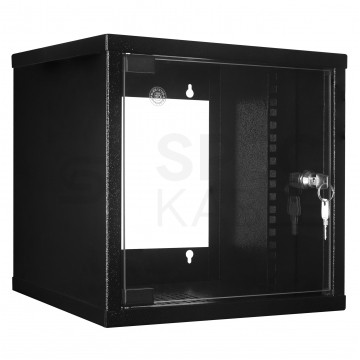 Szafa wisząca RACK 10" 6U 300mm drzwi szklane czarna Polska Szafa Rack