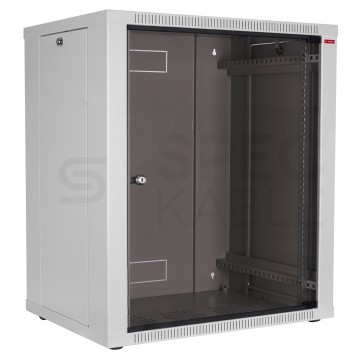 Szafa wisząca RACK 19" 12U 450mm drzwi szklane + otwierane boki szara Polska Szafa Rack