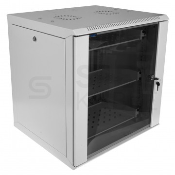 Szafa wisząca RACK 19" 12U 500mm COM-BOX 3x półka 2x wentylator z termostatem analogowym MIRSAN