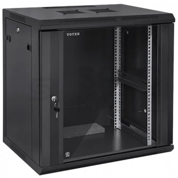 Szafa wisząca RACK 19" 12U 600mm drzwi szklane czarna TOTEN