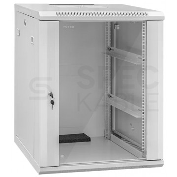 Szafa wisząca RACK 19" 12U 600mm drzwi szklane szara TOTEN