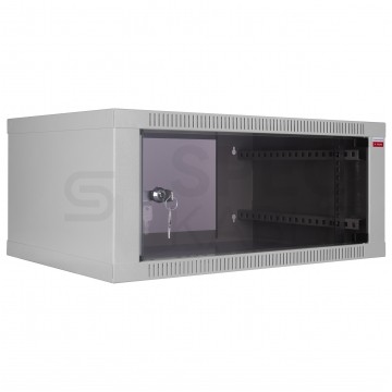 Szafa wisząca RACK 19" 4,5U 400mm drzwi szklane szara Polska Szafa Rack