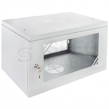 Szafa wisząca RACK 19" 4U 350mm drzwi szklane szara BASIC