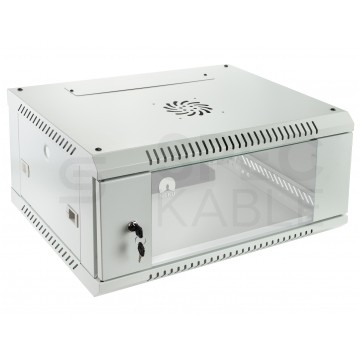 Szafa wisząca RACK 19" 4U 450mm drzwi szklane szara NEKU TS BOX