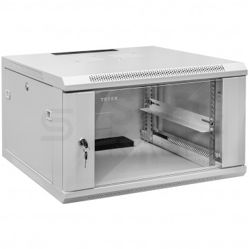 Szafa wisząca RACK 19" 4U 450mm drzwi szklane szara TOTEN