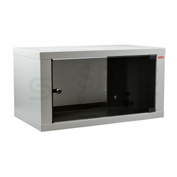 Szafa wisząca RACK 19" 6U 400mm drzwi szklane szara NEKU