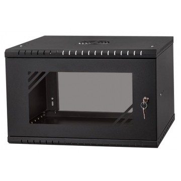 Szafa wisząca RACK 19" 6U 450mm drzwi szklane czarna BOX