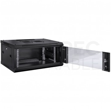 Szafa wisząca RACK 19" 6U 450mm drzwi szklane czarna TOTEN