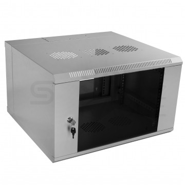 Szafa wisząca RACK 19" 6U 550mm dzielona drzwi szklane szara Polska Szafa Rack