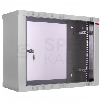 Szafa wisząca RACK 19" 9U 240mm drzwi szklane szara Polska Szafa Rack