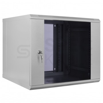 Szafa wisząca RACK 19" 9U 550mm dzielona drzwi szklane szara Polska Szafa Rack